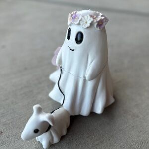 Goblin And Ghoul Ghost Walking Dog Spooky Ghost Dog Flower Crown Halloween Decor